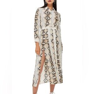 Topshop Snake Print Buttoned Shirt Dress w/High Slits - Size 6 (A055)
